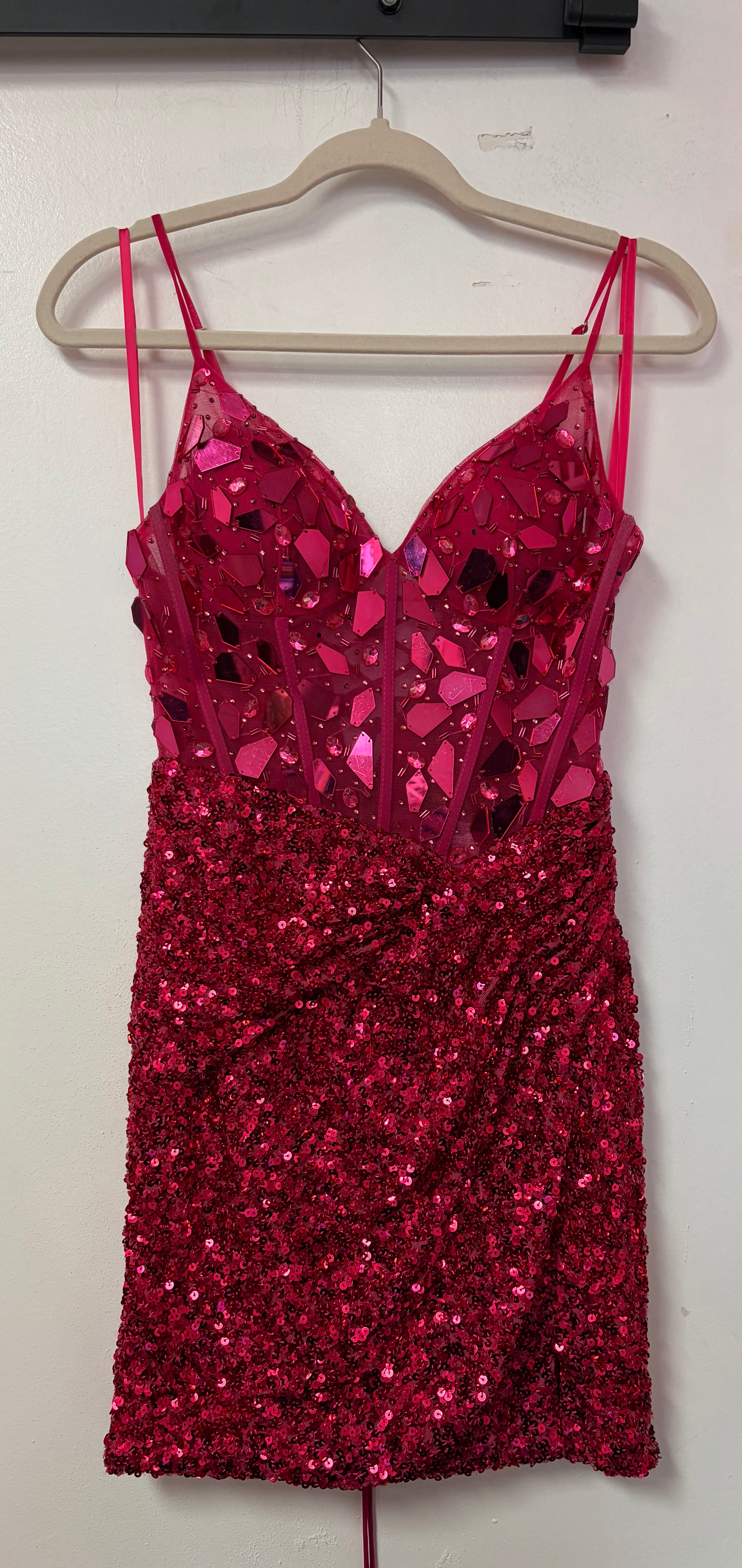 Amelia Couture 5057S Shattered Glass Sequin Mini Dress