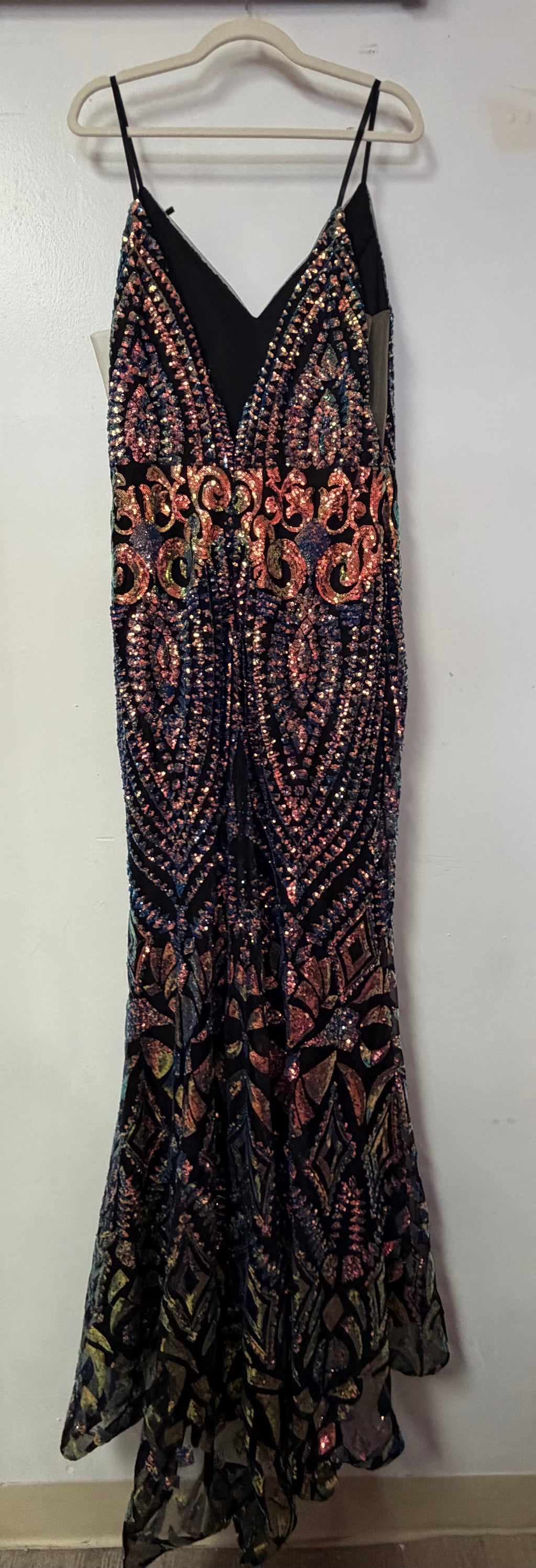 Cinderella Divine CD904 Black Multi Art Deco Sequin Mermaid Gown