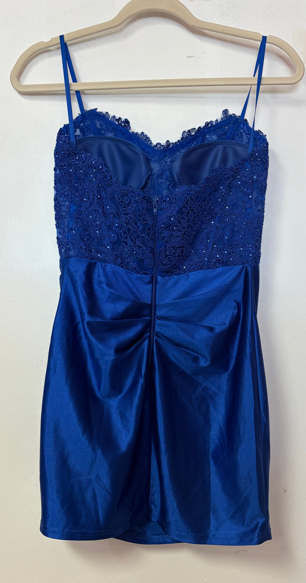 Windsor Royal Blue Lace and Satin Short Dress