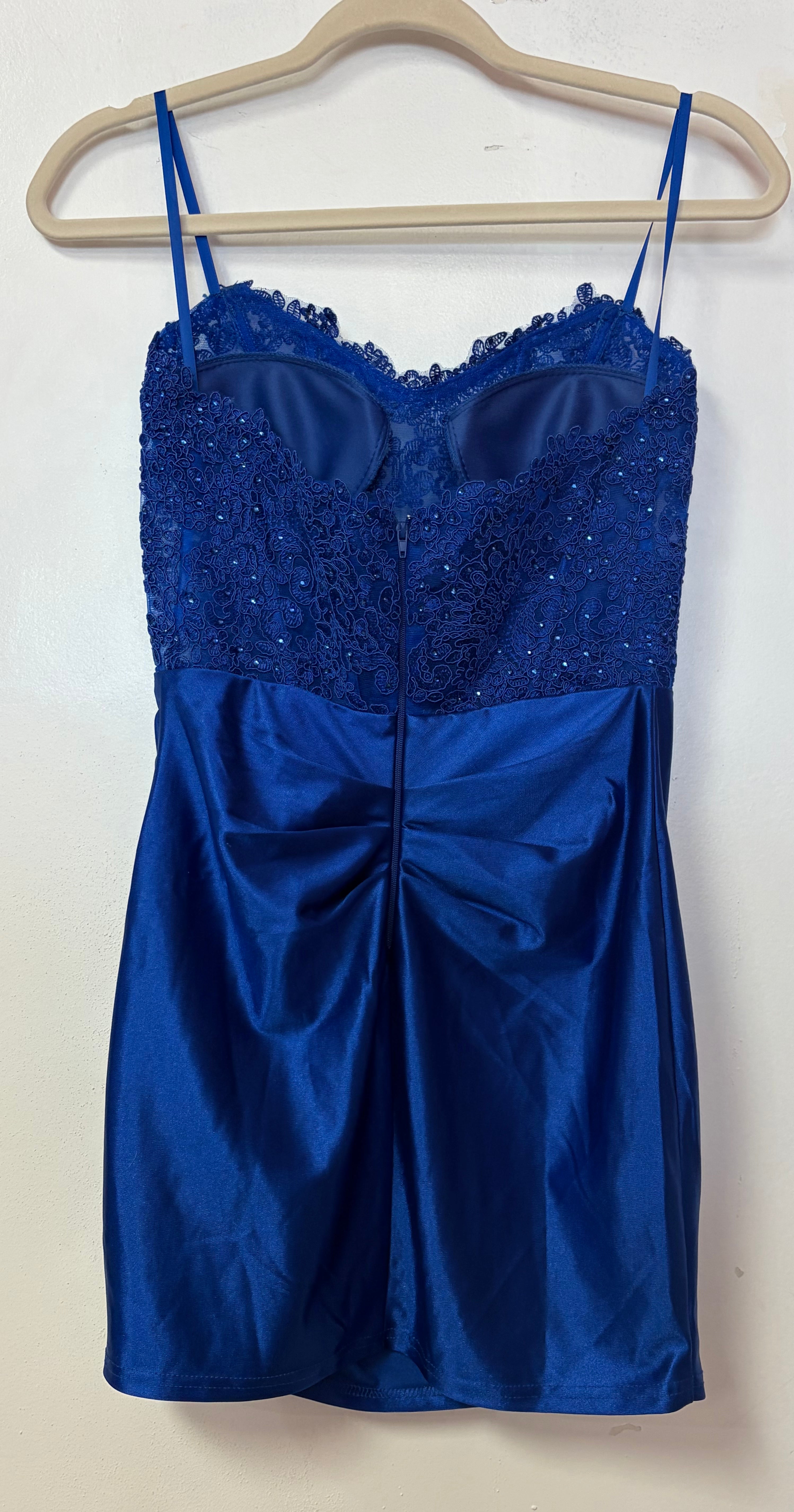Windsor Royal Blue Lace and Satin Short Dress