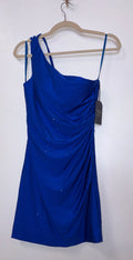 Royal Blue One-Shoulder Rhinestone Homecoming Dress