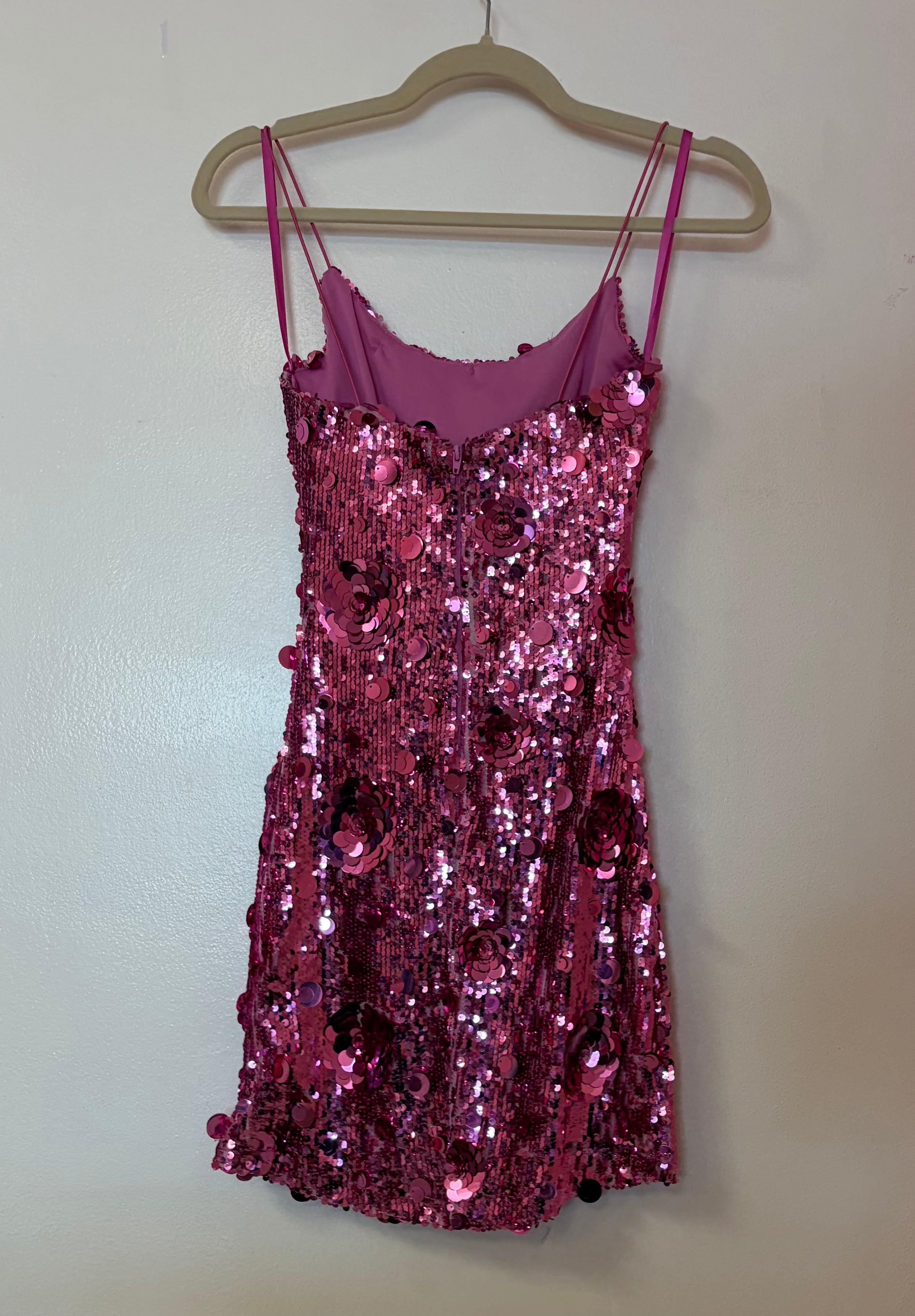 B Smart Hot Pink Floral Sequin Mini Dress