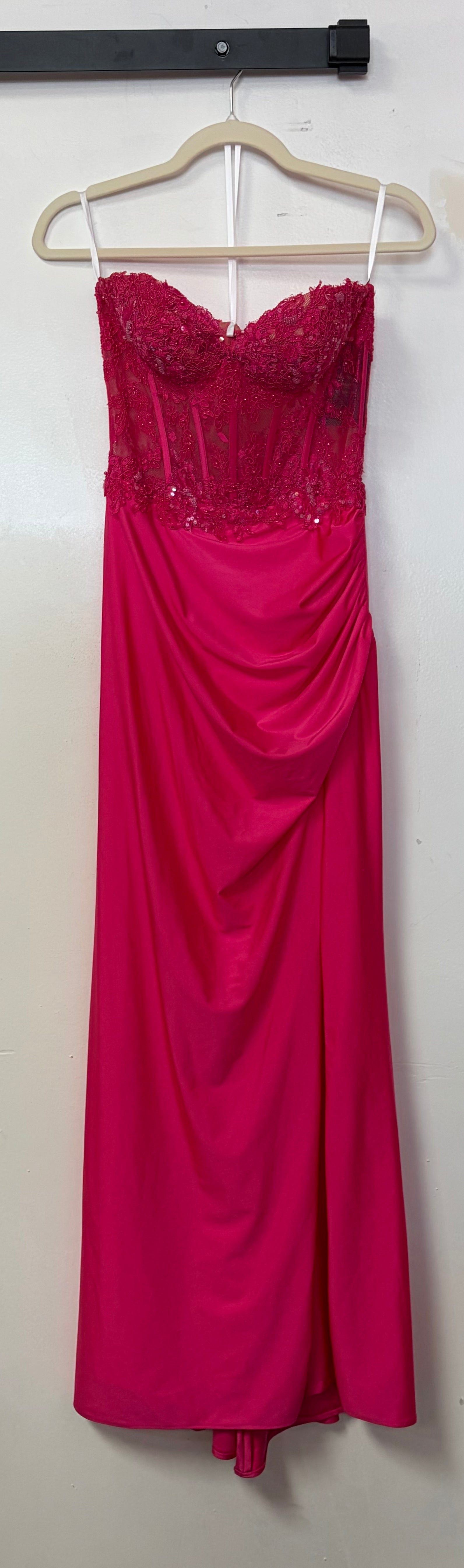 Sherri Hill 55334 – Hot Pink Strapless Corset Gown