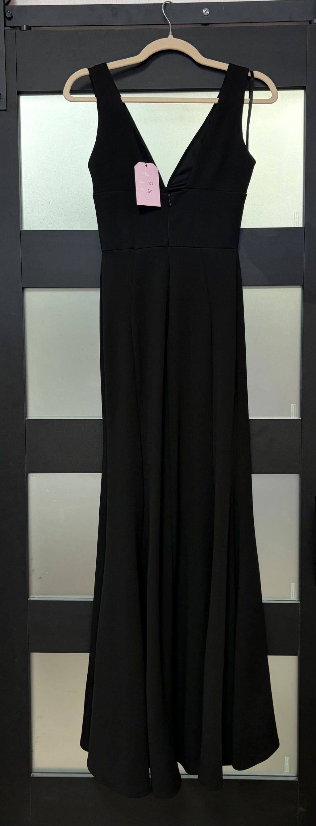 Cinderella Divine Black Plunging V-Neck Mermaid Formal Gown