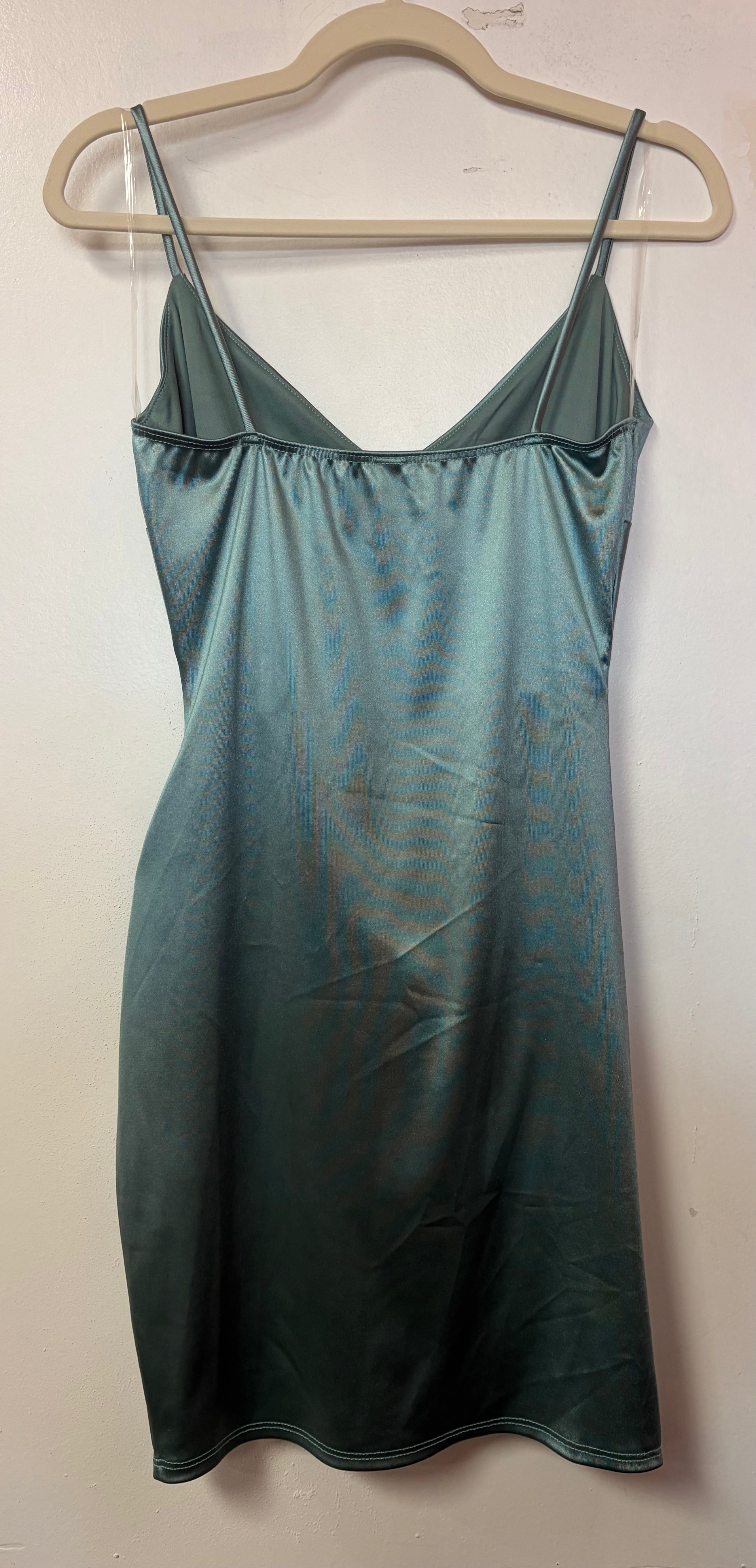 Windsor Teal Satin Draped Mini Dress