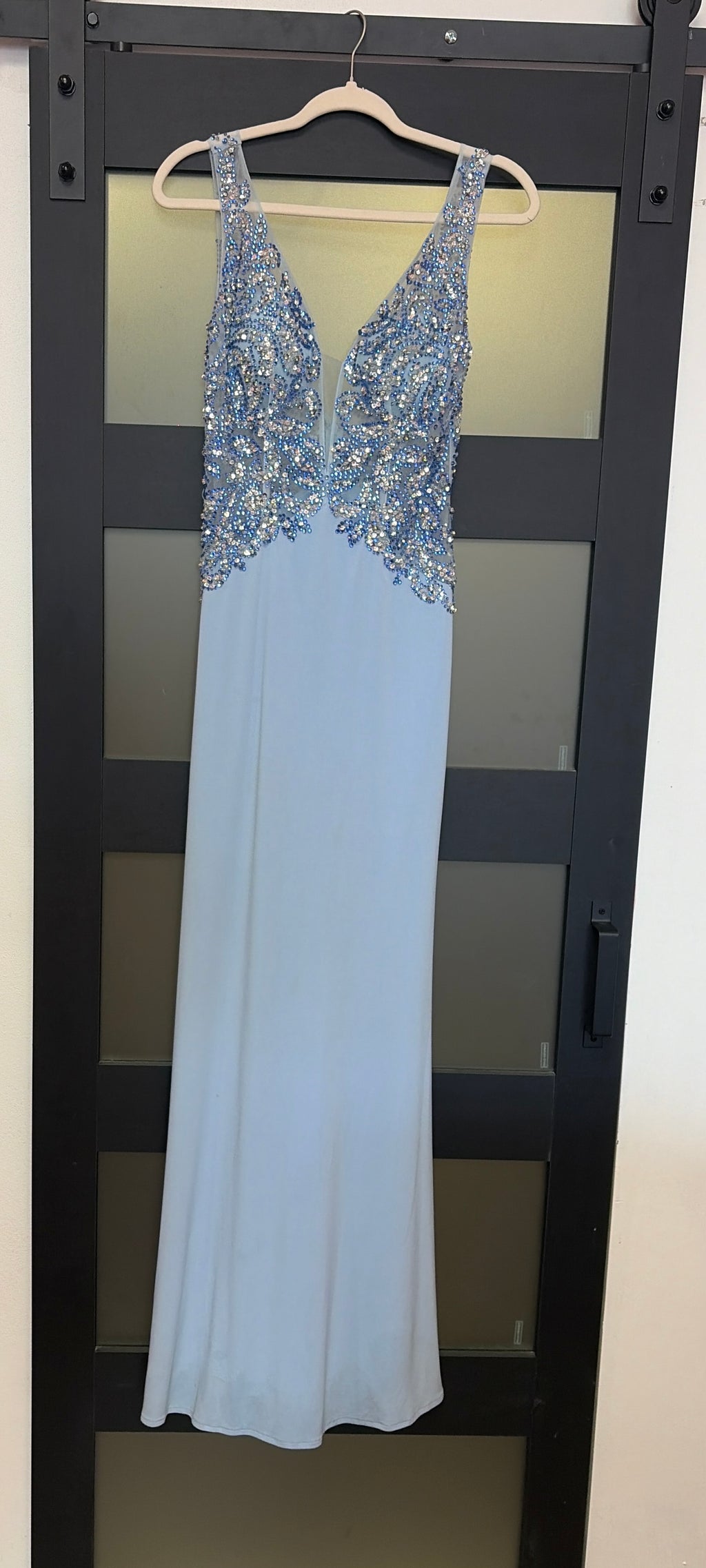 Ellie Wilde by Mon Cheri EW117045 Light Blue Beaded Gown
