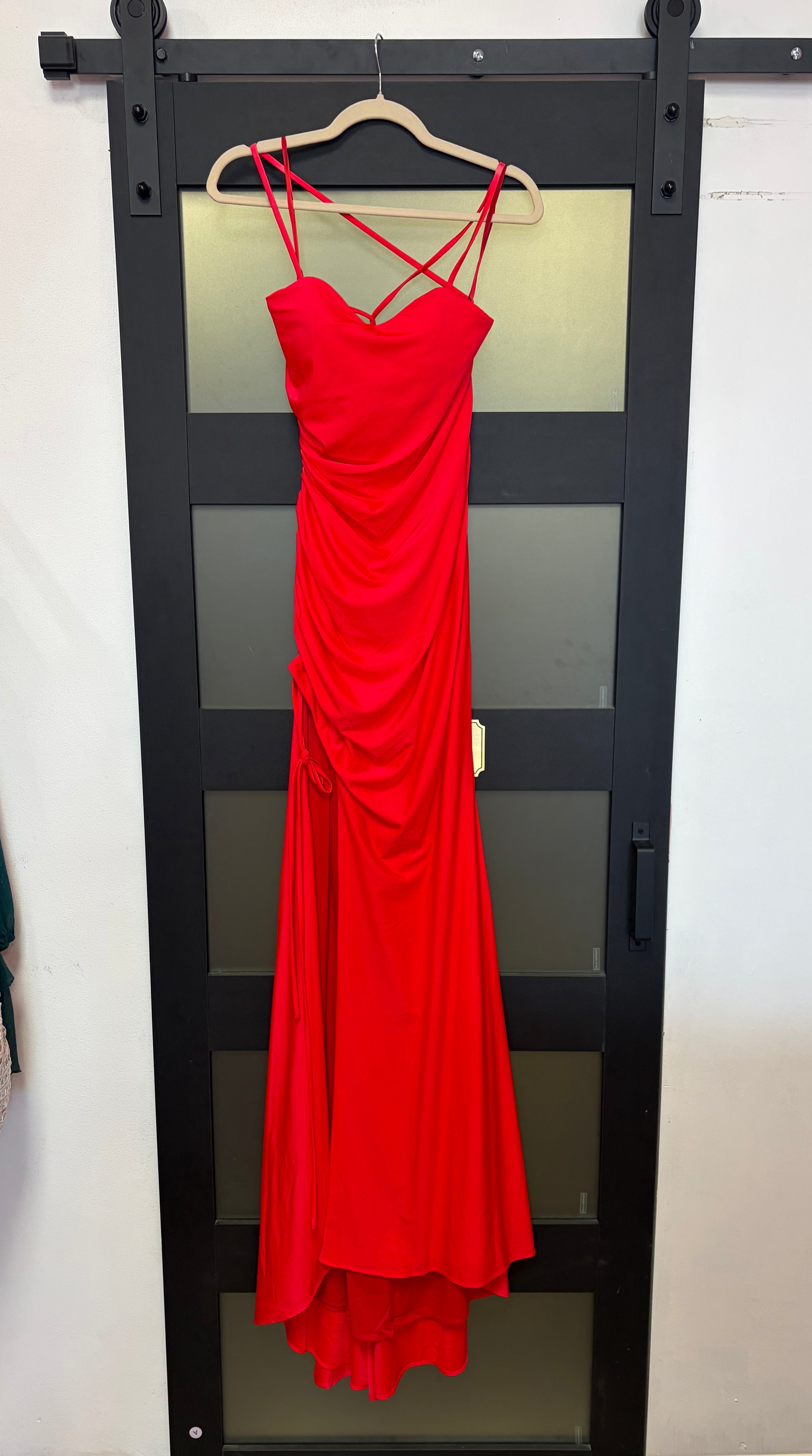Nox Anabel Style T1140 Apple Red Satin Gown