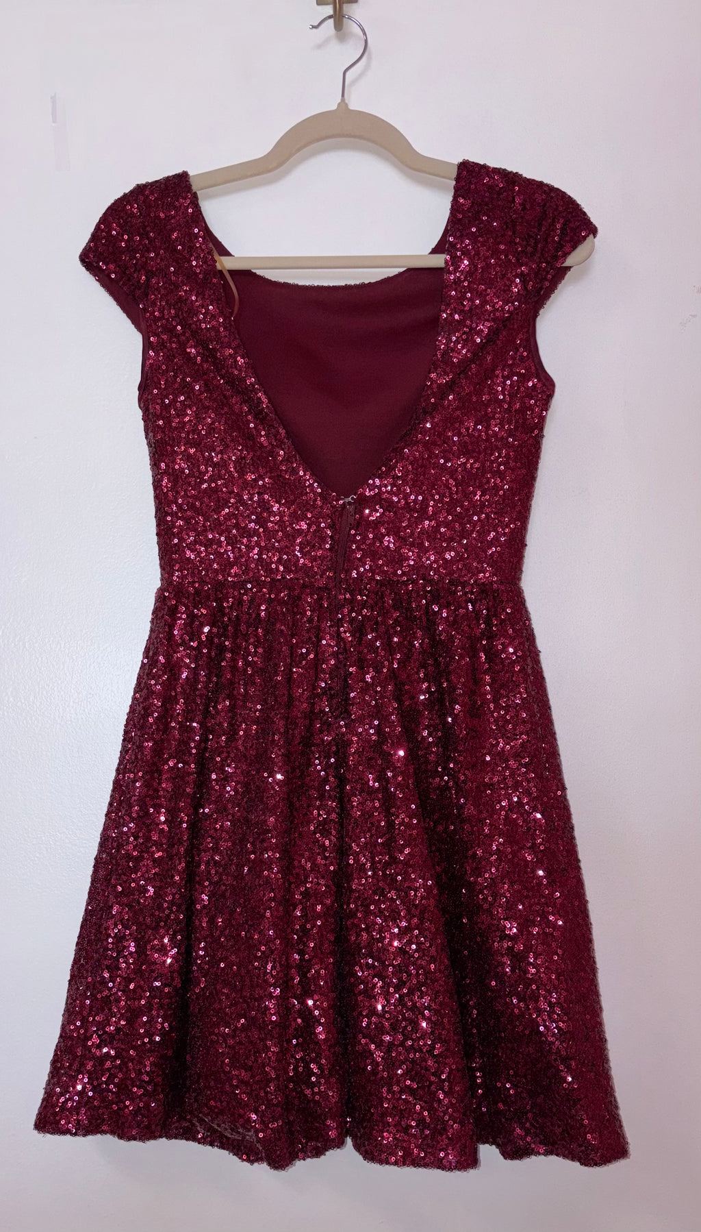 Speechless Burgundy Sequin Fit & Flare Dress