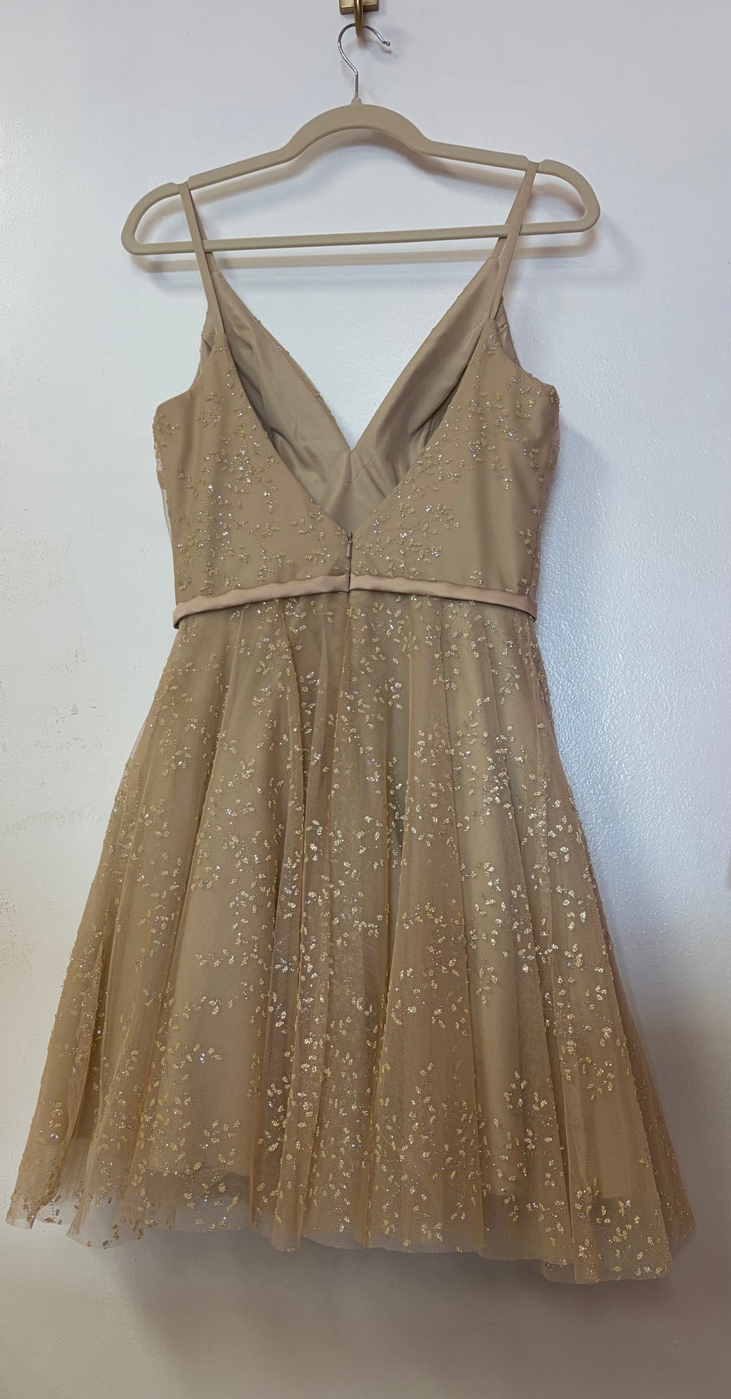 Champagne Glitter Tulle Fit & Flare Cocktail Dress – Glamour by Terani