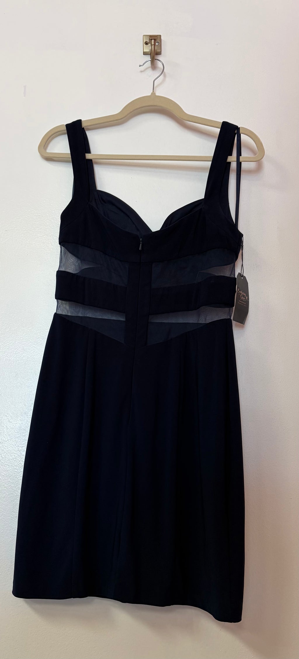 Faviana 7856 Black A-Line Cocktail Dress with Illusion Cutout Waist and Sweetheart Neckline