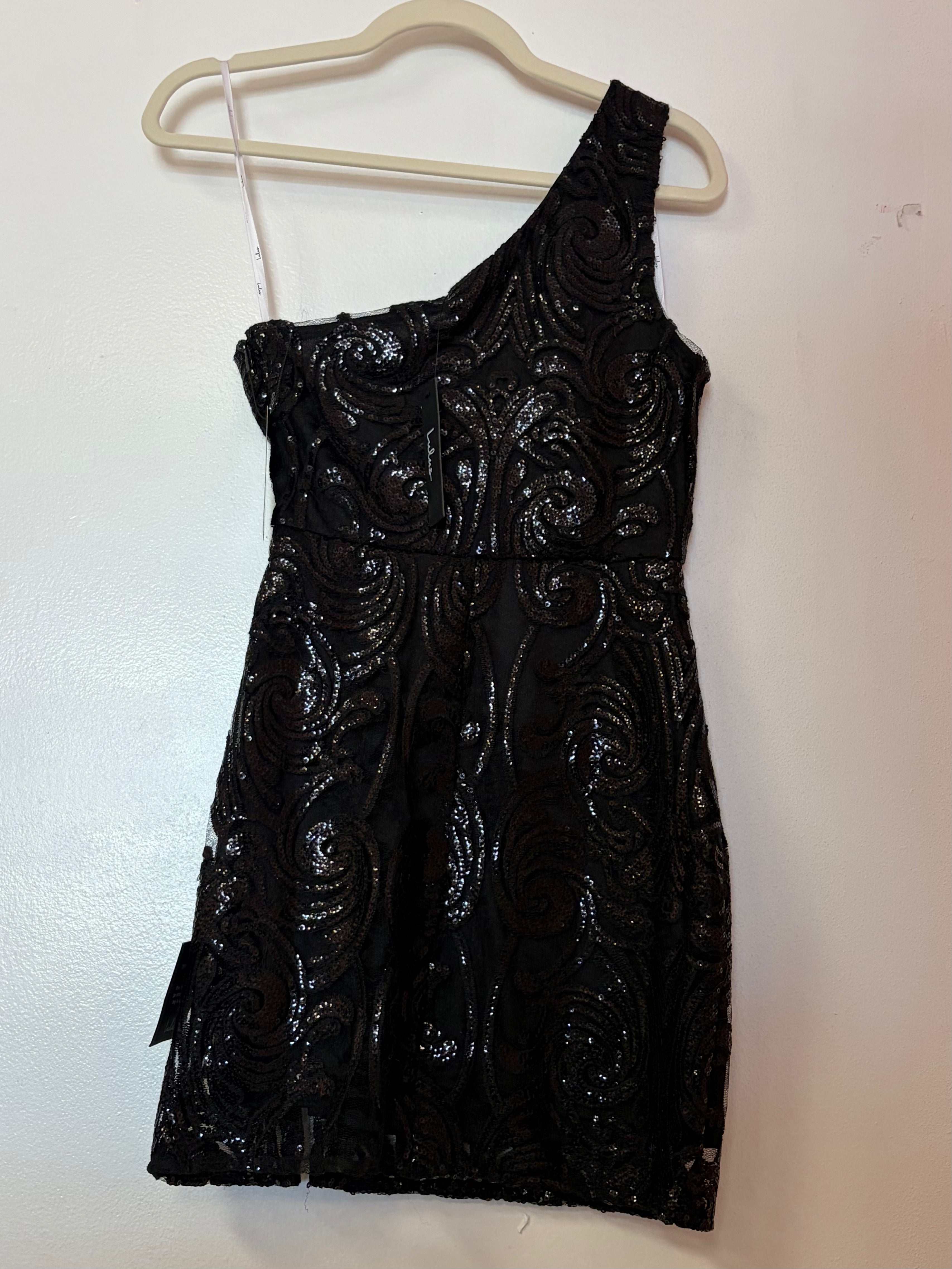 Lulus Black One-Shoulder Sequin Mini Dress