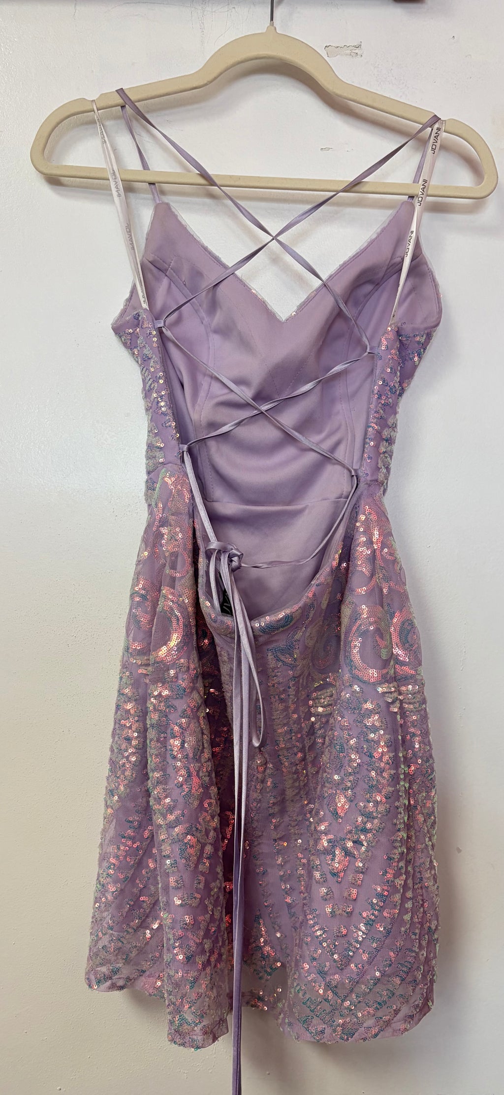 JVN by Jovani 5759 Lavender Iridescent Sequin Cocktail Dress