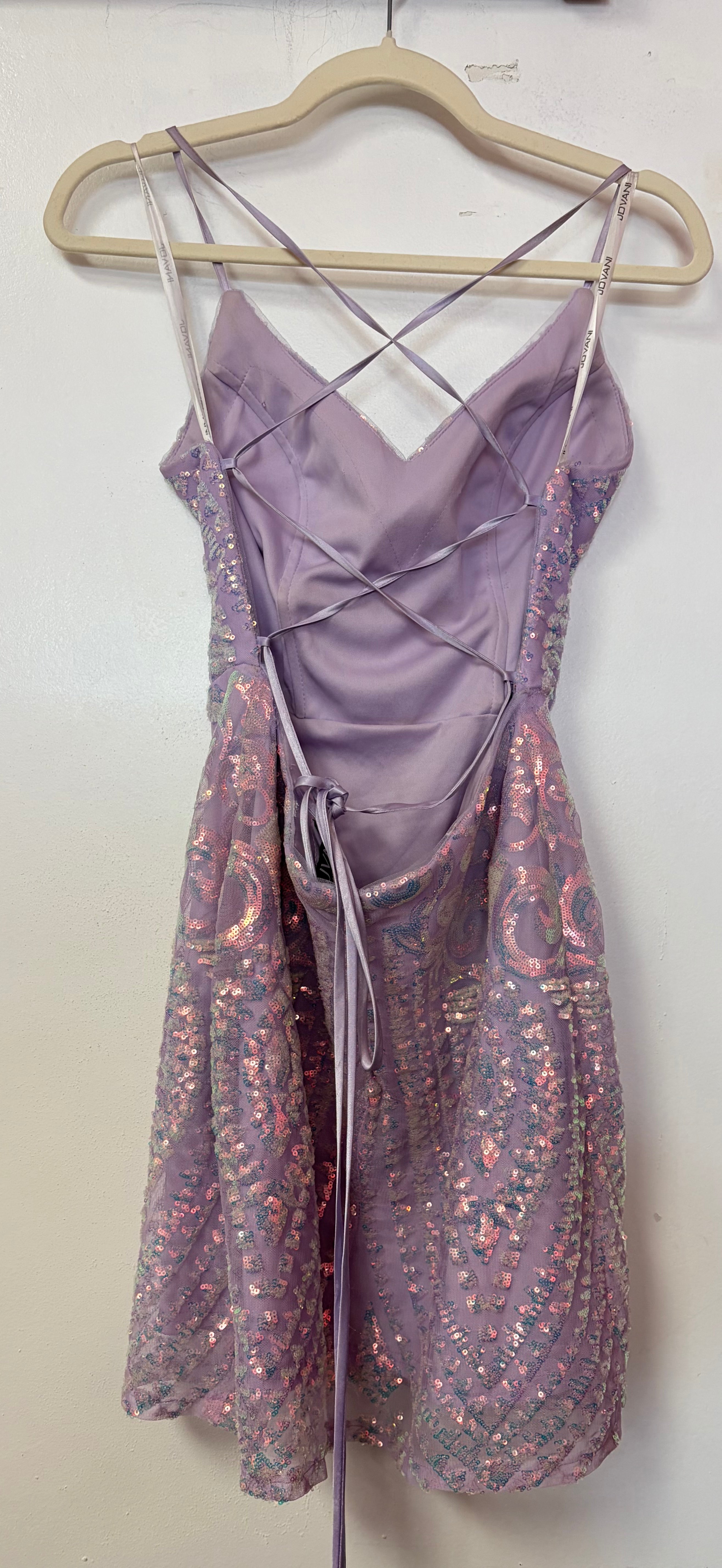 JVN by Jovani 5759 Lavender Iridescent Sequin Cocktail Dress
