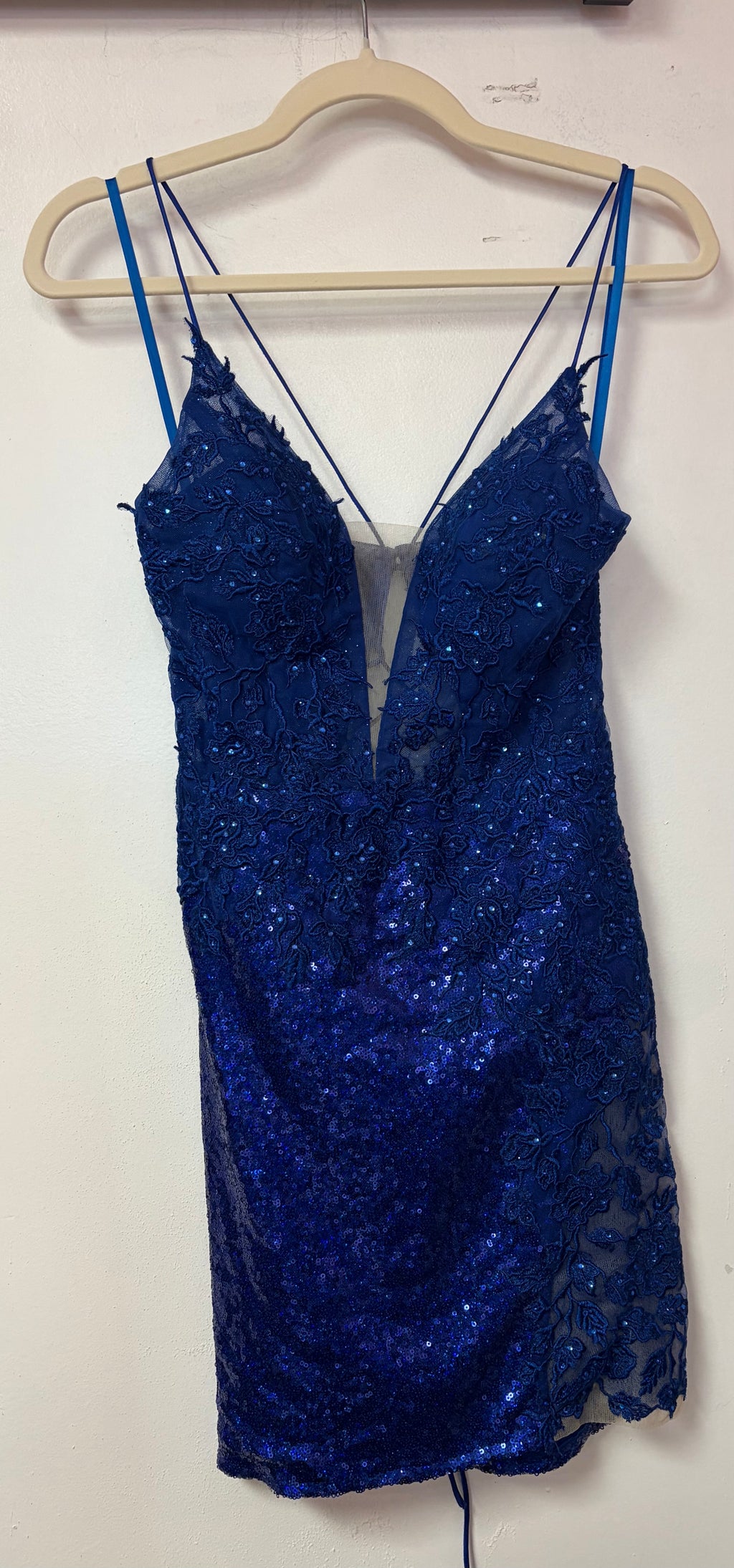 Amelia Couture BZ027S Royal Blue Lace & Sequin Dress