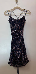 La Femme 30149 Indigo Sequin Lace-Up Back Homecoming Dress