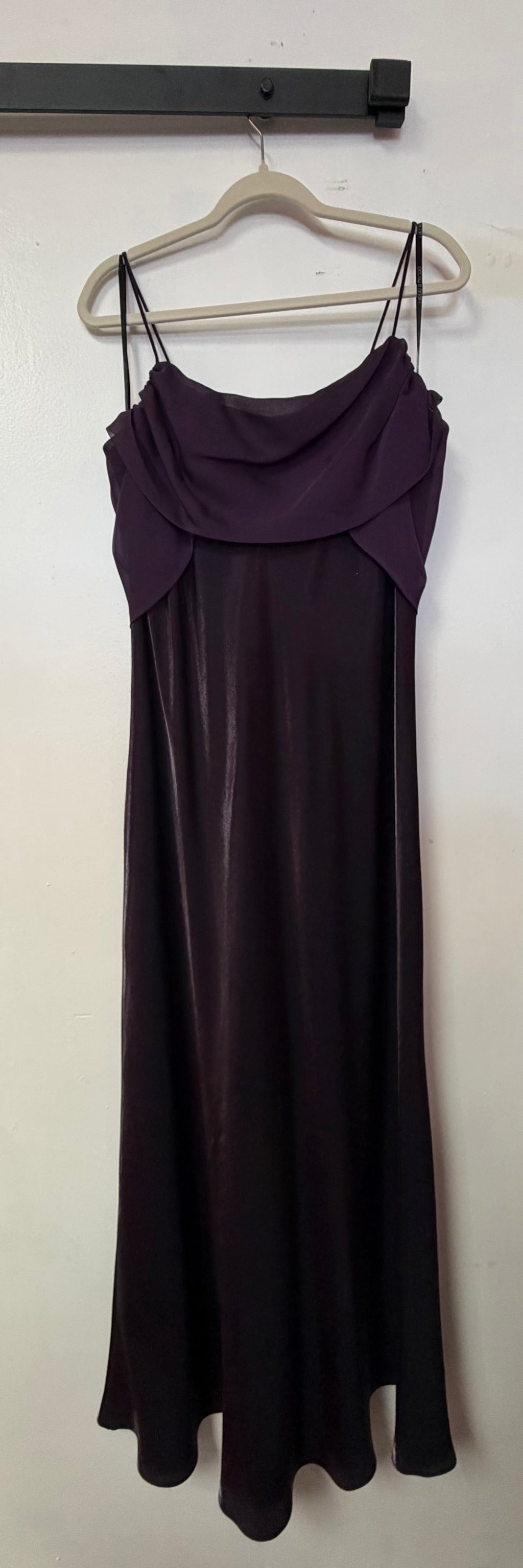 Betsy & Adam Plum Cowl Neck Satin Formal Dress
