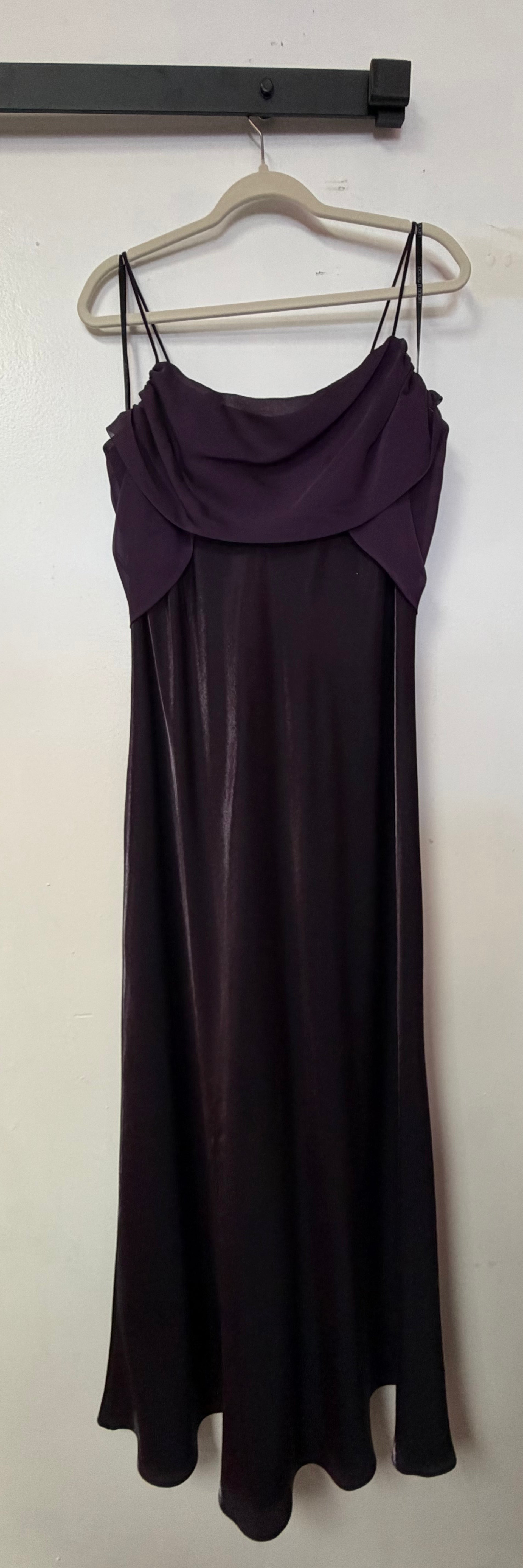 Betsy & Adam Plum Cowl Neck Satin Formal Dress