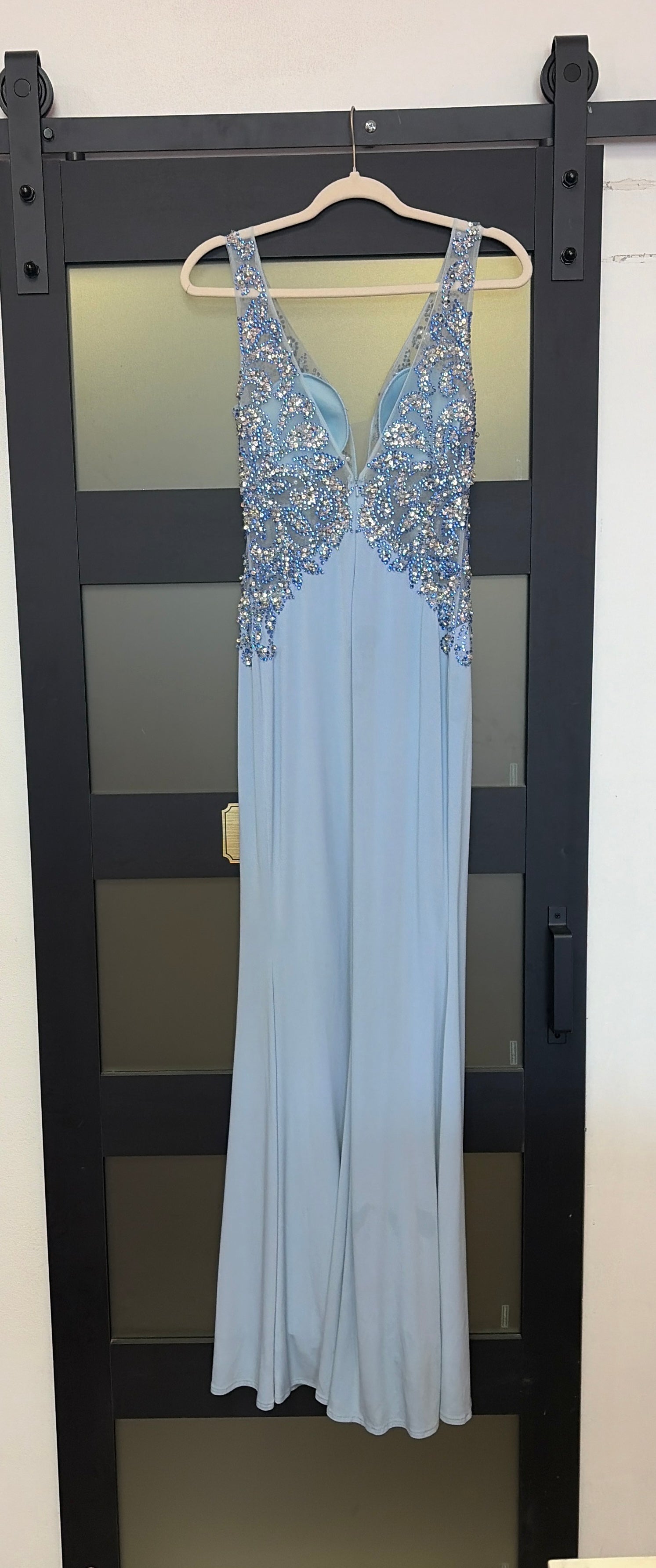 Ellie Wilde by Mon Cheri EW117045 Light Blue Beaded Gown