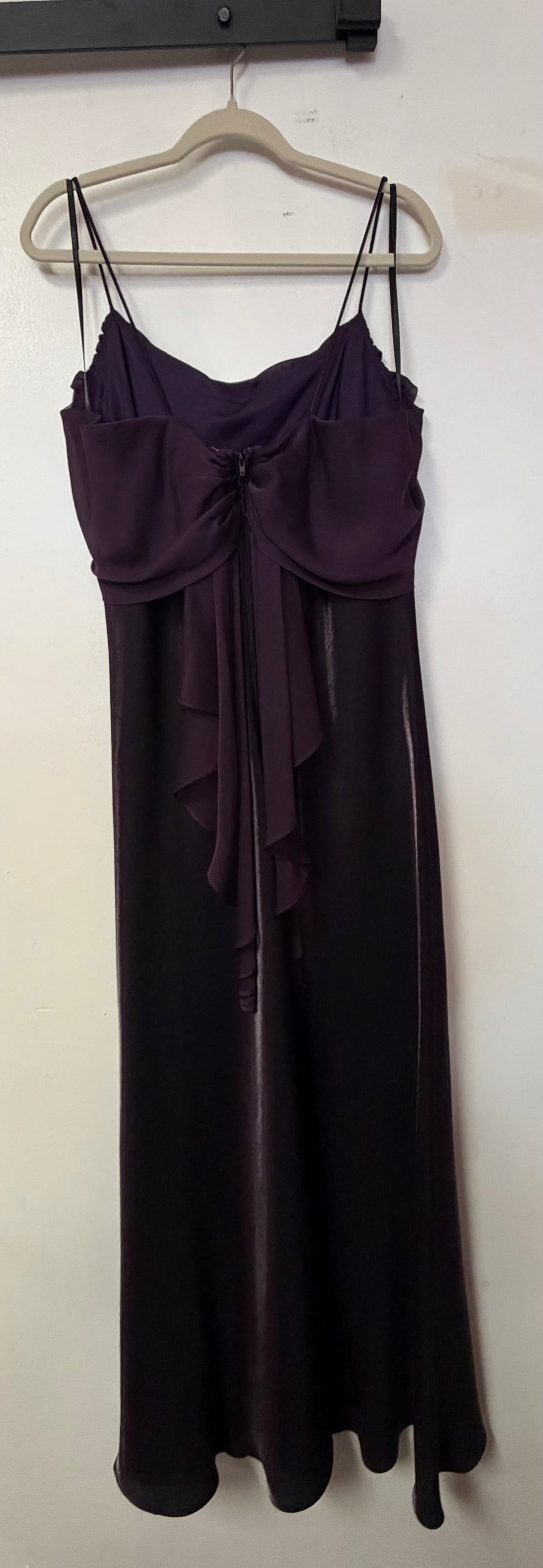 Betsy & Adam Plum Cowl Neck Satin Formal Dress
