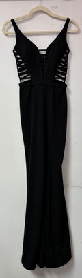 La Femme 22245 Black Plunging Strappy Cutout Gown