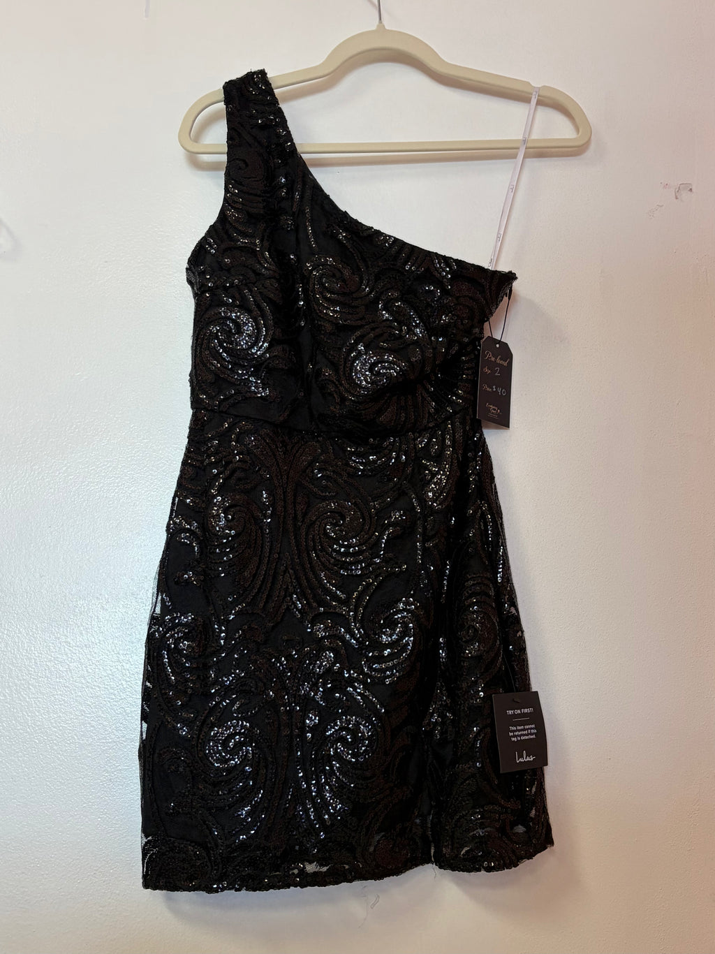Lulus Black One-Shoulder Sequin Mini Dress