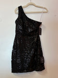 Lulus Black One-Shoulder Sequin Mini Dress