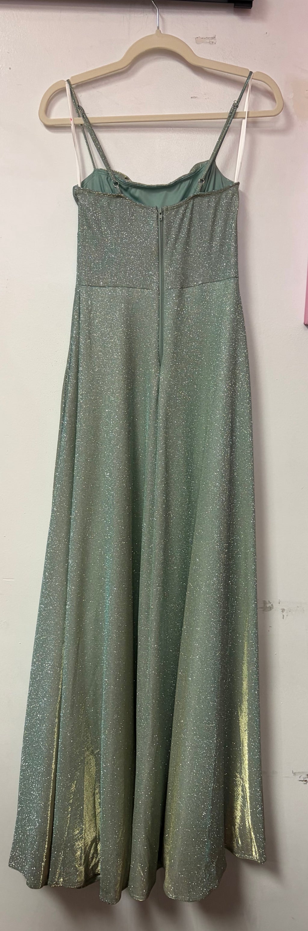 Windsor Sage Green Glitter Cowl Neck Gown