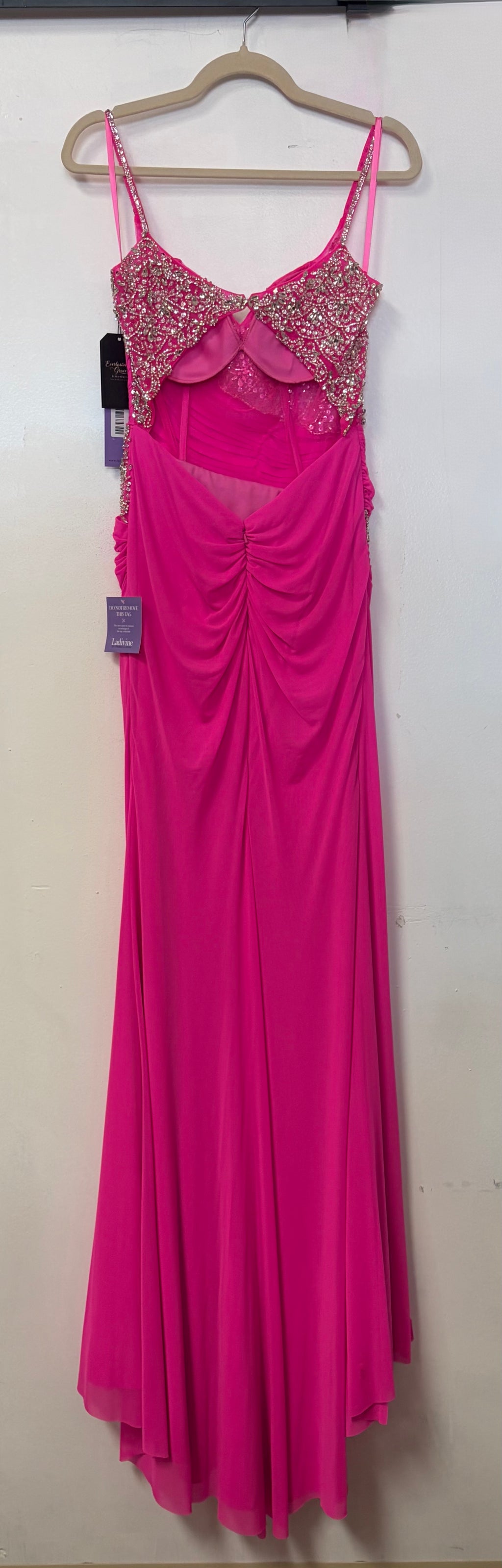 LaDivine CDS552 Beaded Bodice Evening Gown with Thigh-High Slit