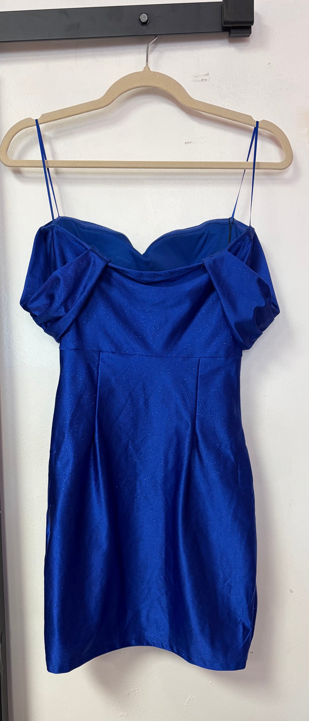 Windsor Royal Blue Off-the-Shoulder Satin Cocktail Dress