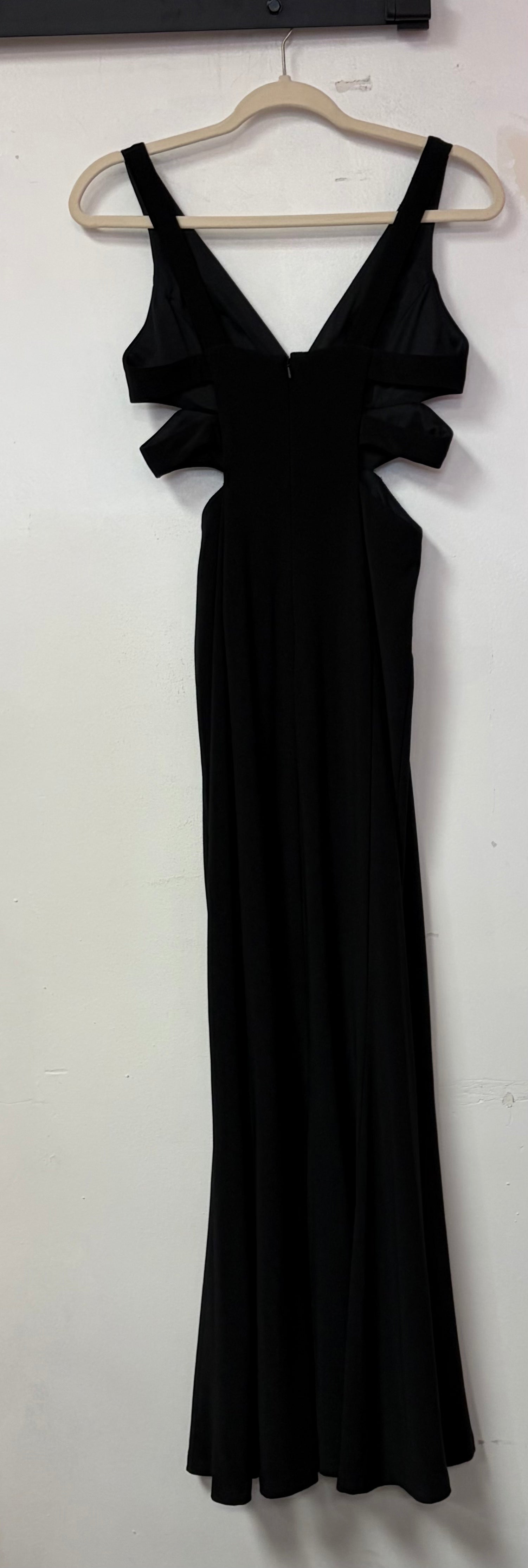 Faviana 7541 Black V Neck Side Cutout Gown