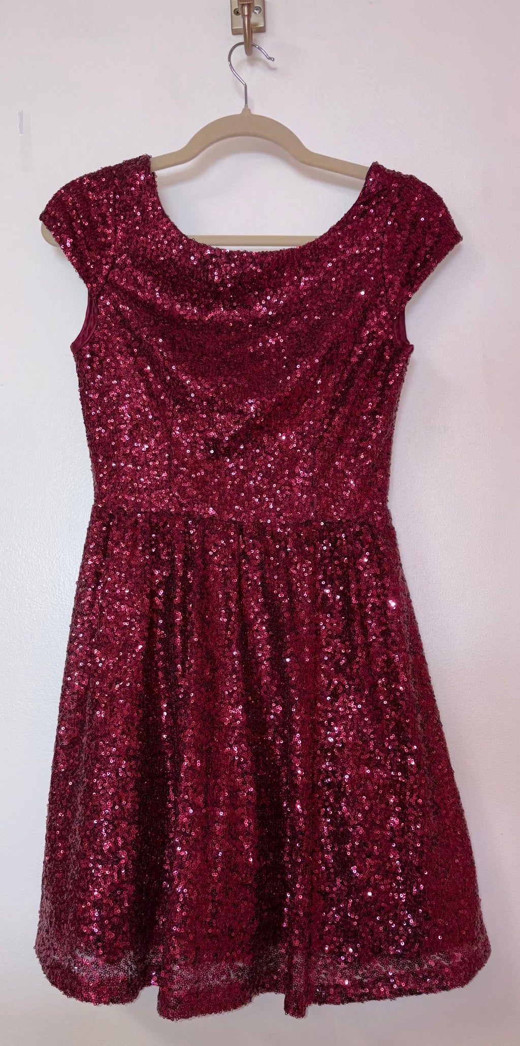Speechless Burgundy Sequin Fit & Flare Dress