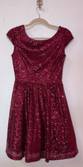 Speechless Burgundy Sequin Fit & Flare Dress
