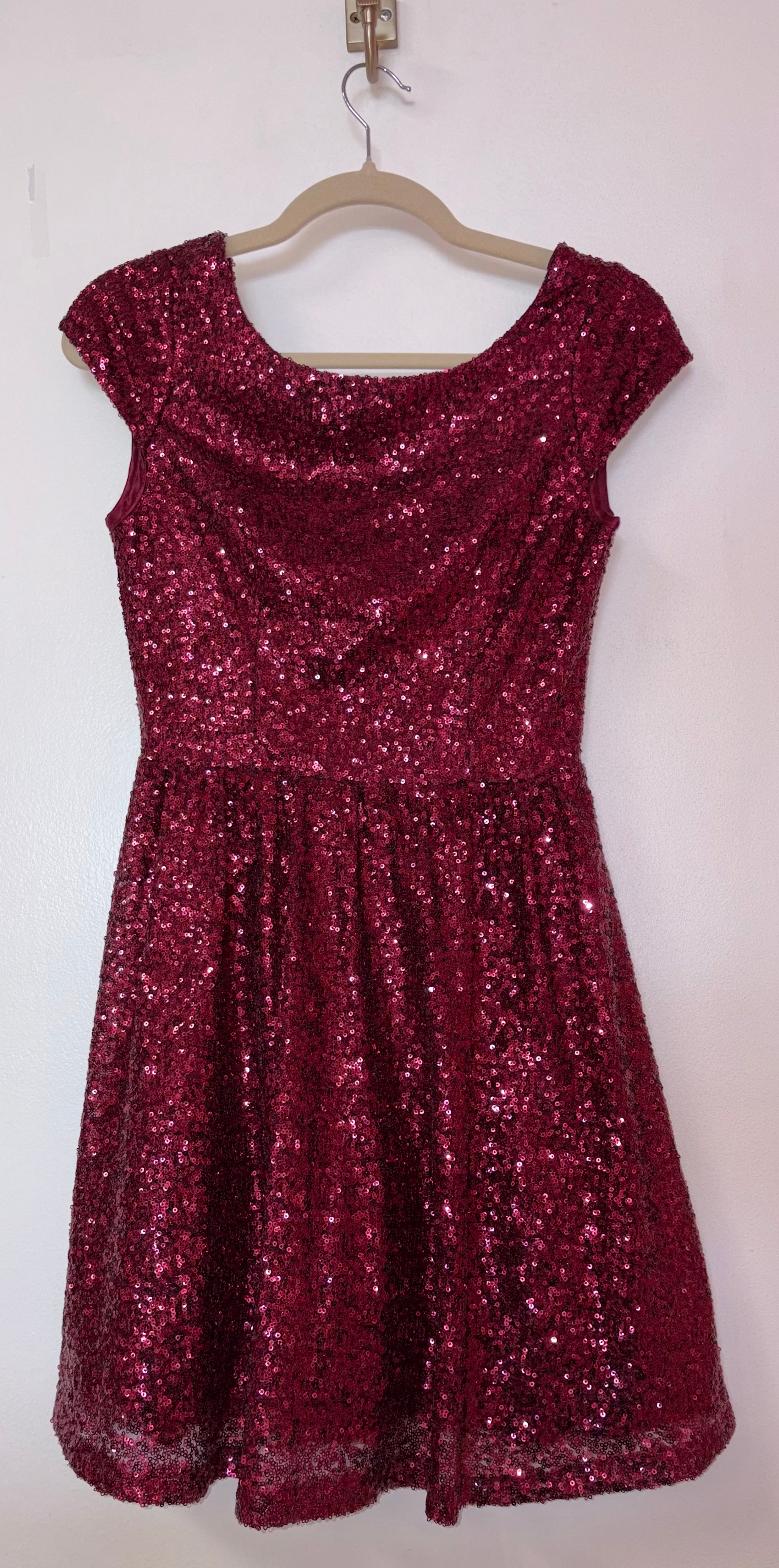 Speechless Burgundy Sequin Fit & Flare Dress