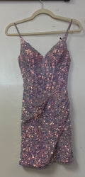 Nox Anabel Q795 Lilac Iridescent Sequin Cocktail Dress