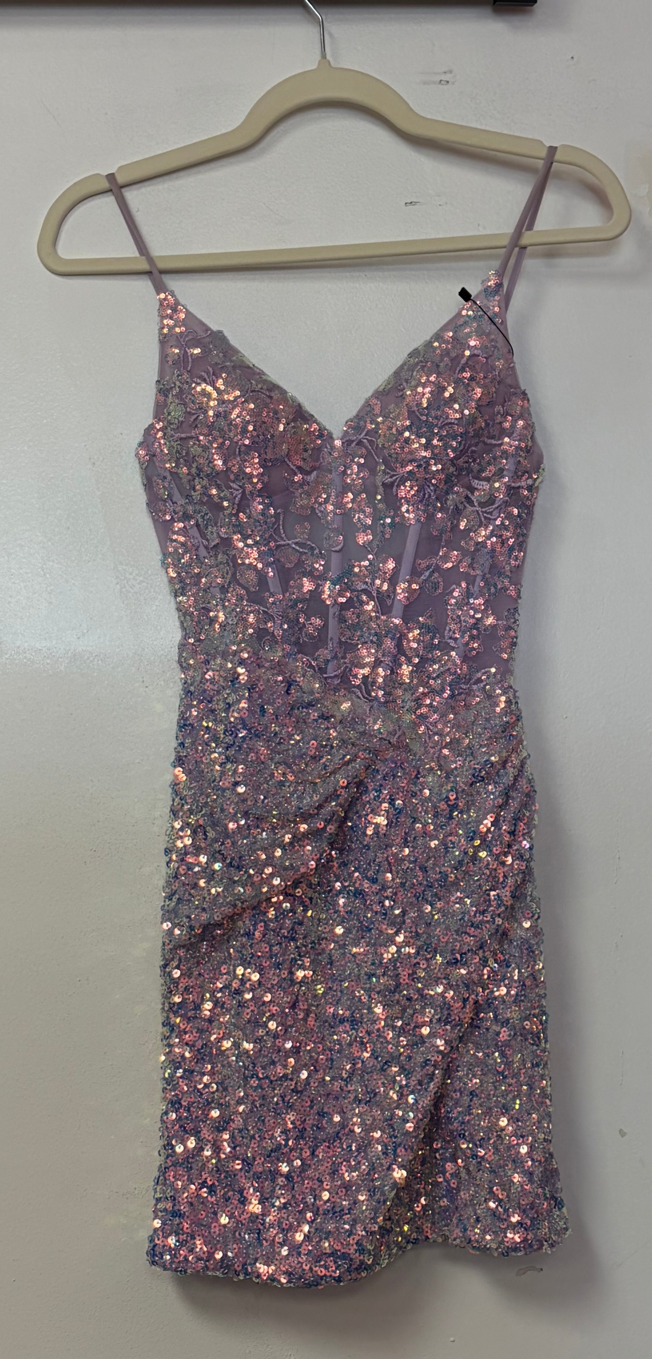 Nox Anabel Q795 Lilac Iridescent Sequin Cocktail Dress
