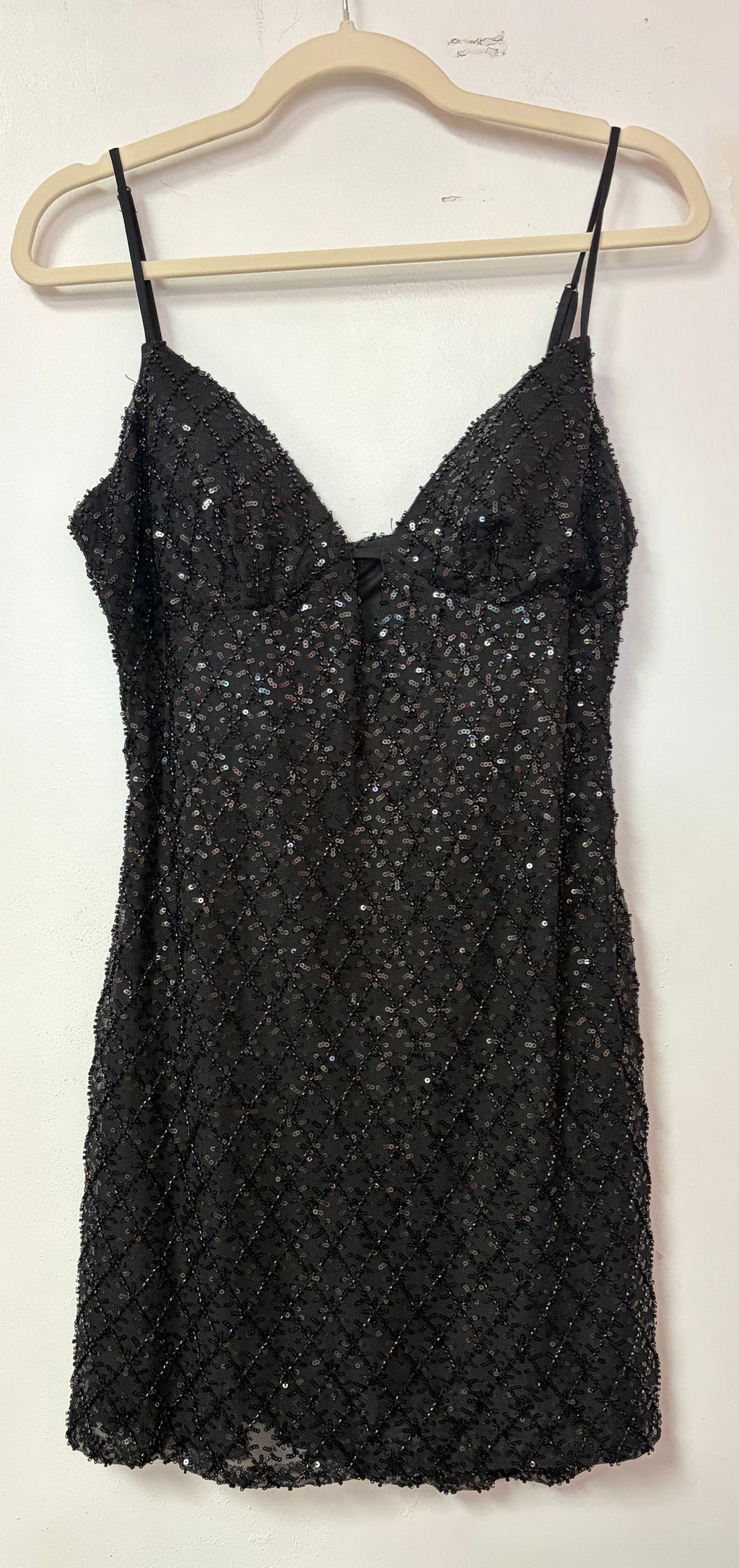 Alex & Sophia Black Beaded Mini Dress