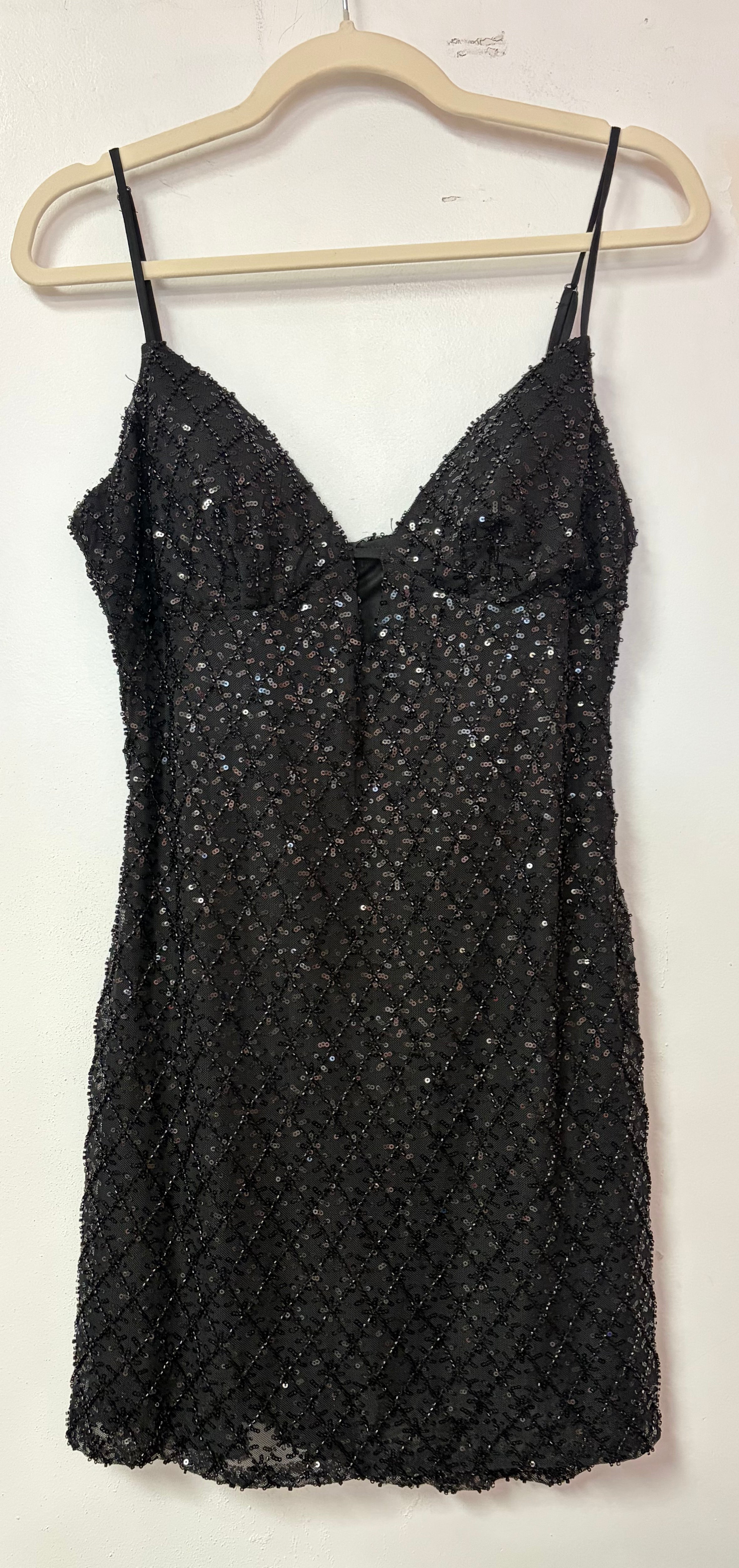 Alex & Sophia Black Beaded Mini Dress