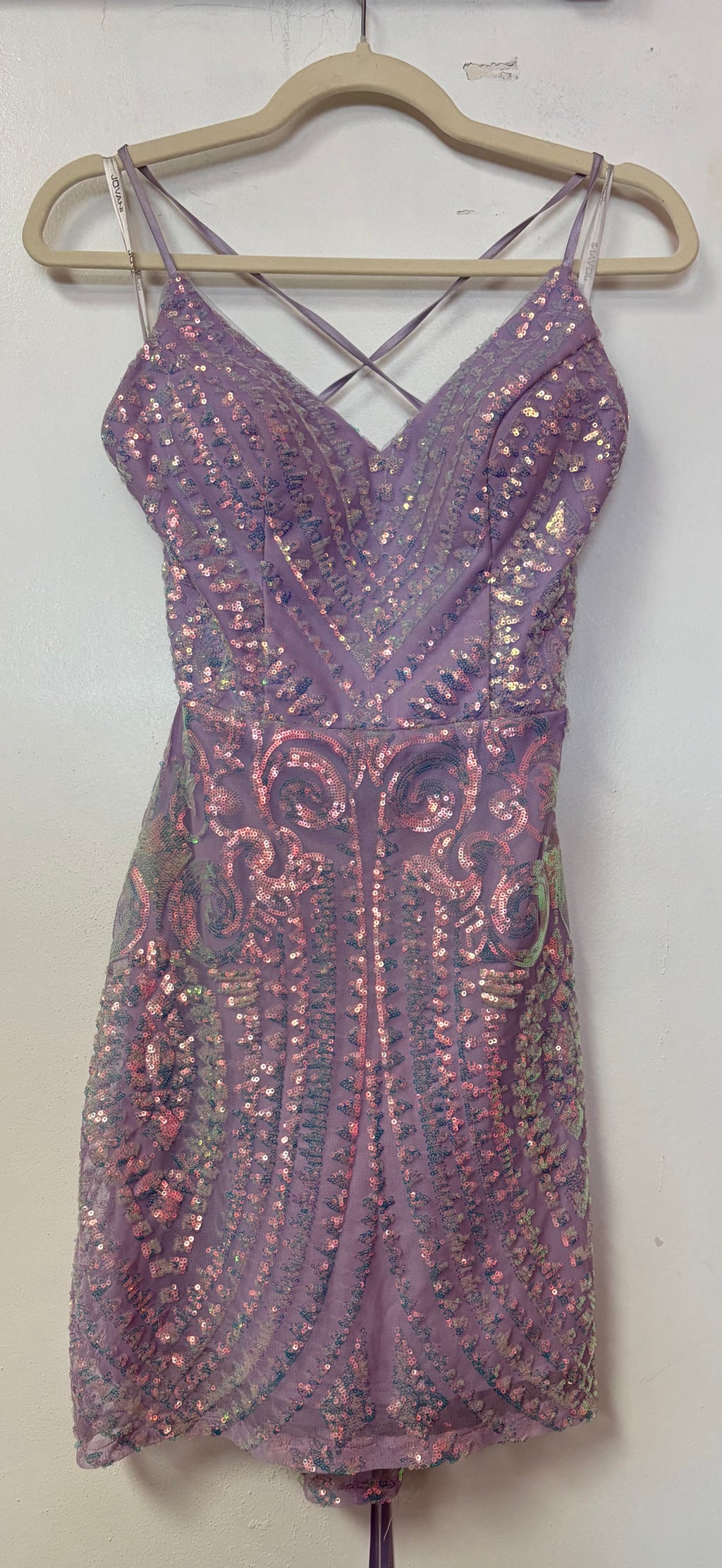JVN by Jovani 5759 Lavender Iridescent Sequin Cocktail Dress