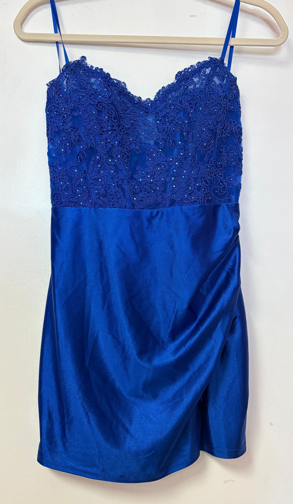 Windsor Royal Blue Lace and Satin Short Dress