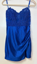 Windsor Royal Blue Lace and Satin Short Dress
