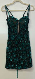 Amarra 88121 Emerald Floral Sequin Corset Homecoming Dress