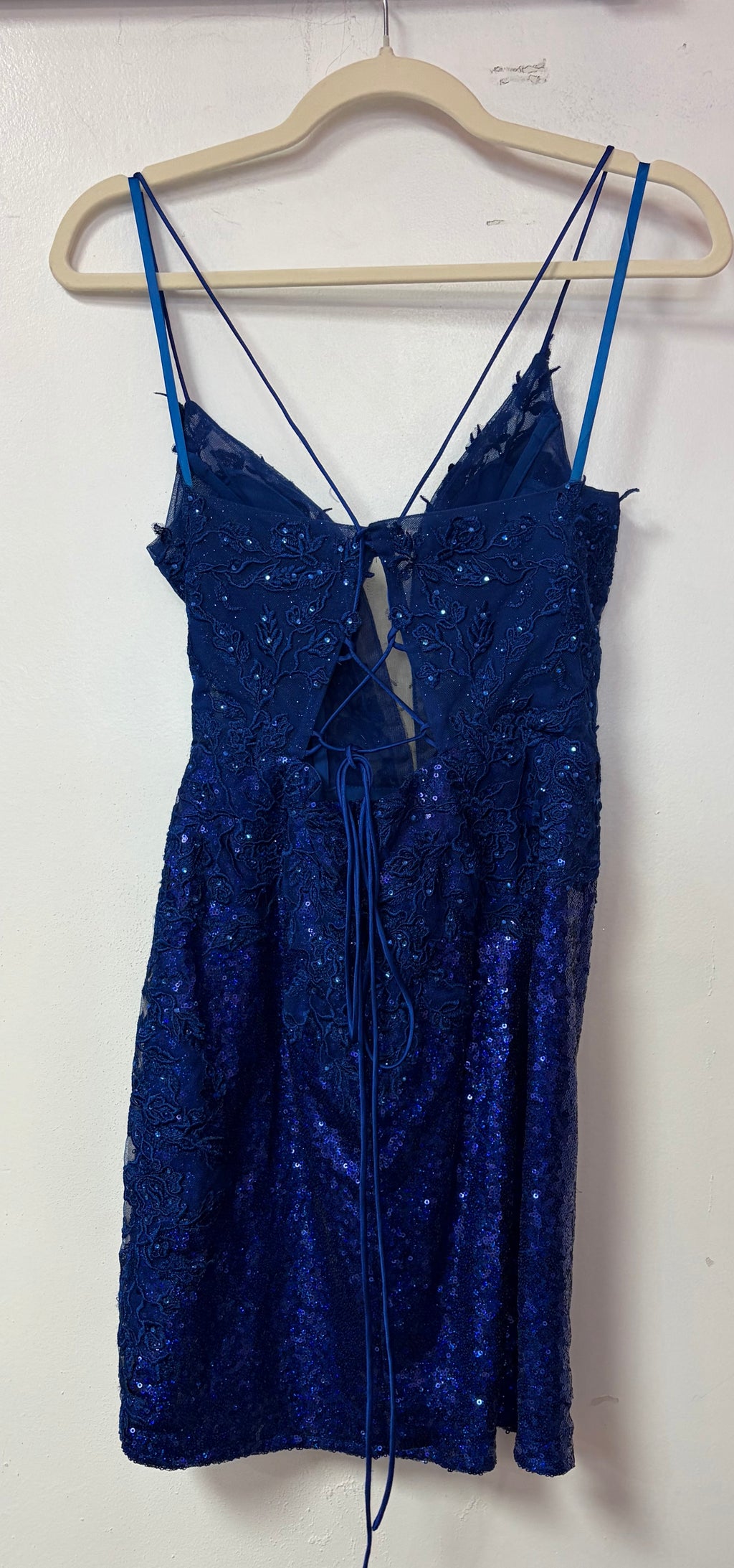 Amelia Couture BZ027S Royal Blue Lace & Sequin Dress