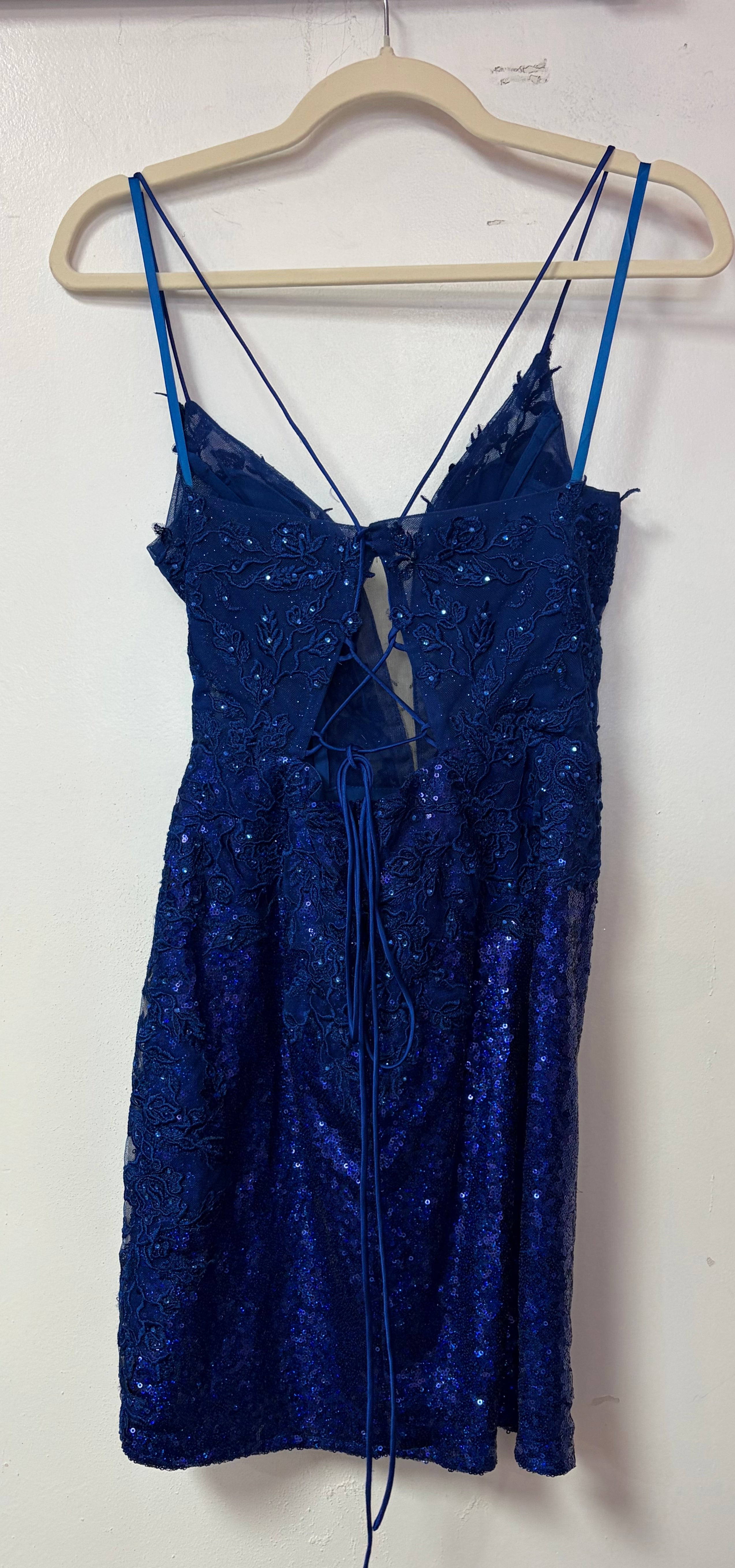 Amelia Couture BZ027S Royal Blue Lace & Sequin Dress