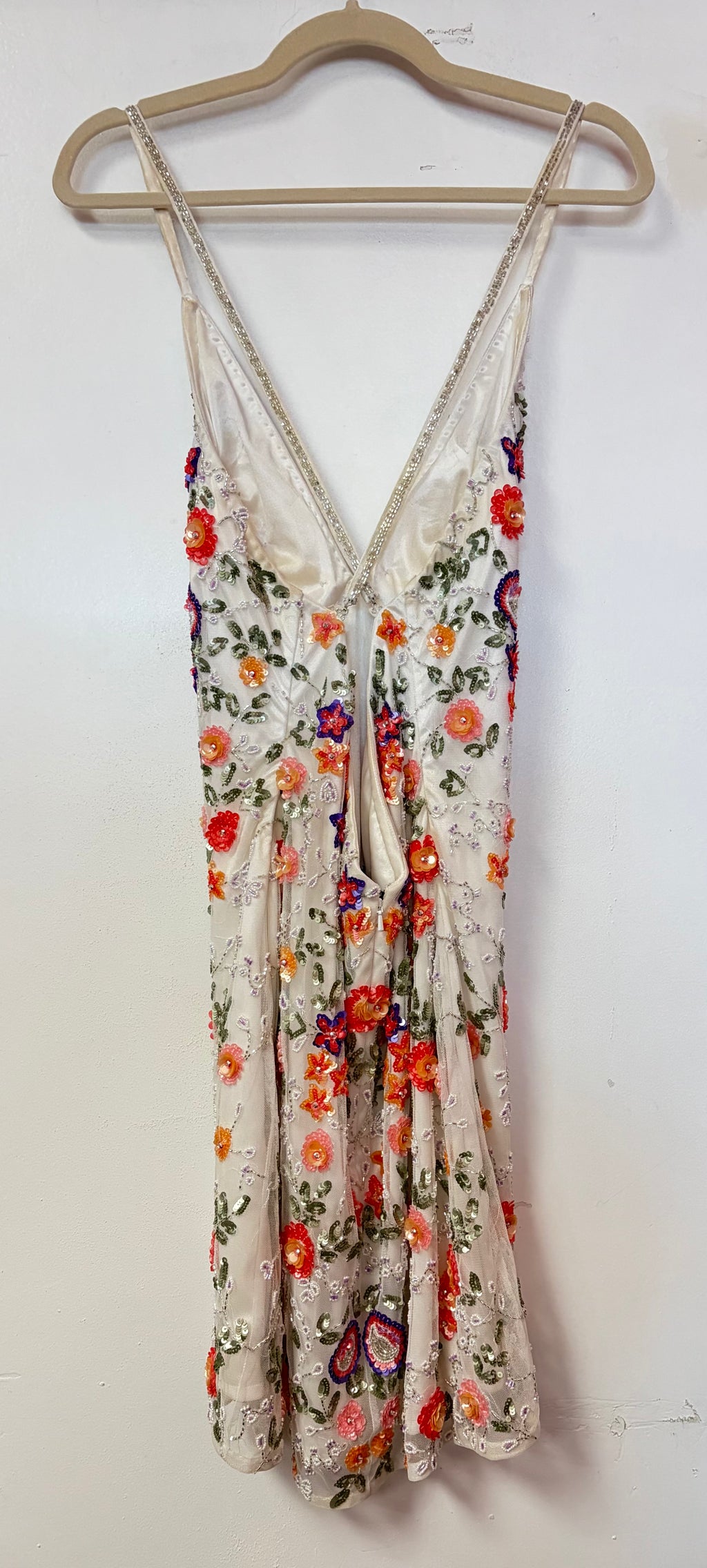 Primavera 1938 Ivory Multicolor Floral Sequin Gown