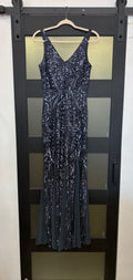 Nightway Midnight Honeycomb Sequin Mermaid Gown