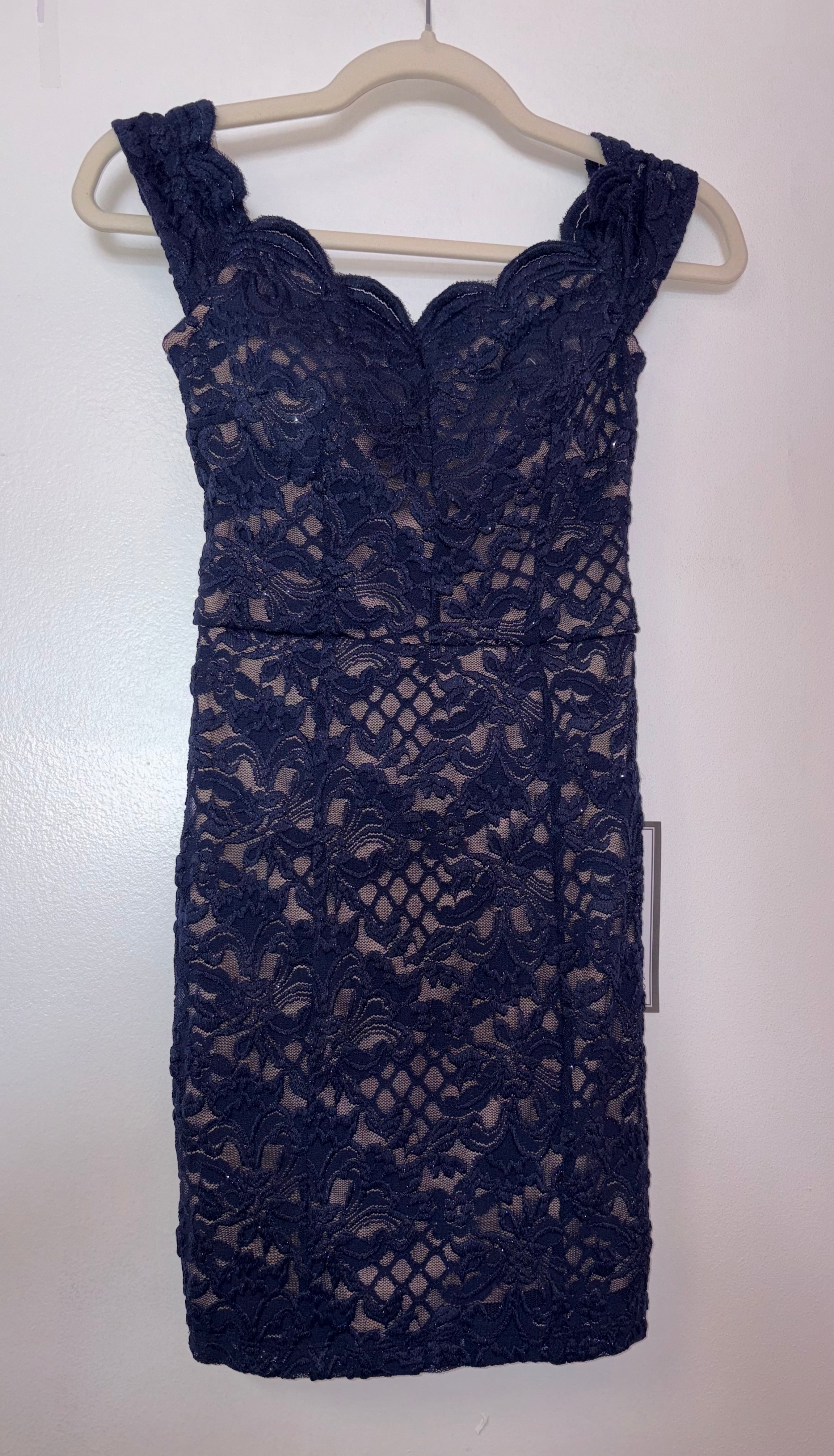 Speechless Navy Lace Sweetheart Cocktail Dress