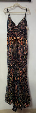 Cinderella Divine CD904 Black Multi Art Deco Sequin Mermaid Gown
