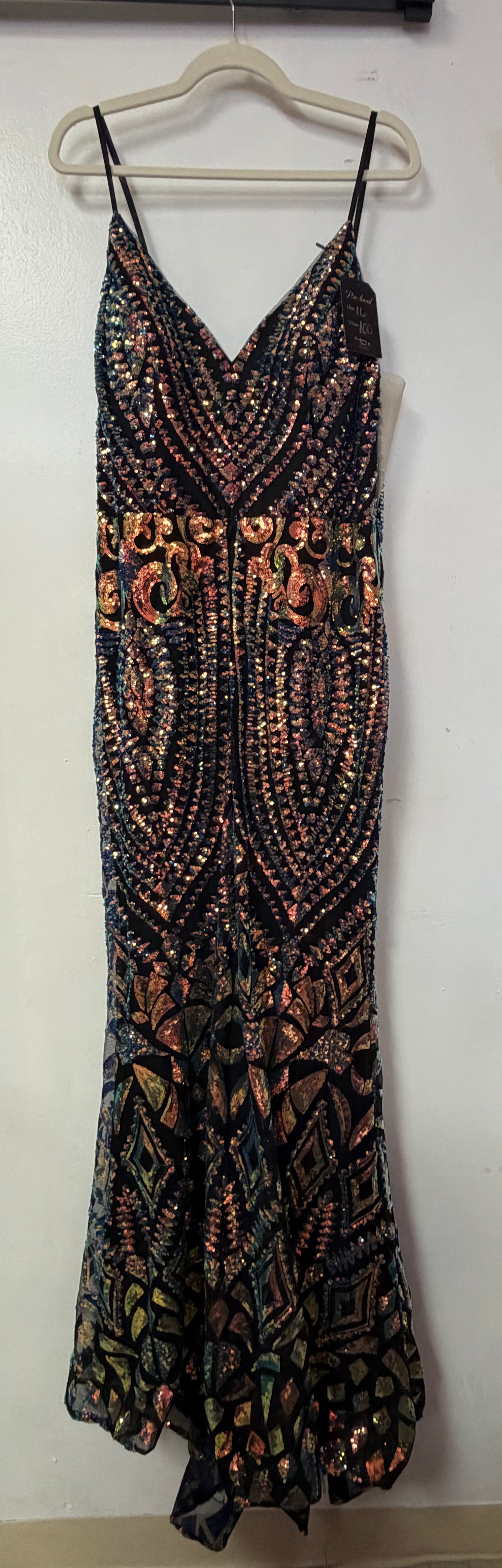 Cinderella Divine CD904 Black Multi Art Deco Sequin Mermaid Gown