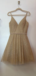 Champagne Glitter Tulle Fit & Flare Cocktail Dress – Glamour by Terani