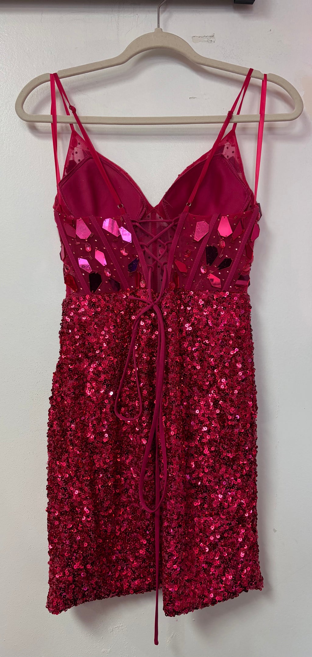 Amelia Couture 5057S Shattered Glass Sequin Mini Dress